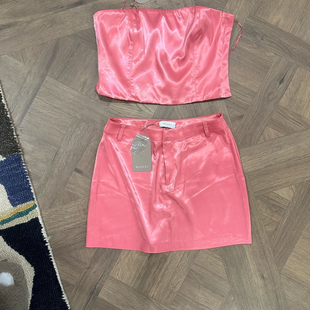 Satin Pink Skirt and top SET